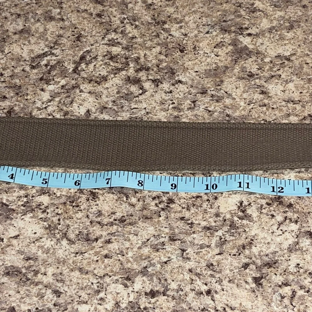 Unisex Canvas Y2K Woven 46” Solid Dark Khaki D-Ring Wide‎ Casual Belt Frayed End